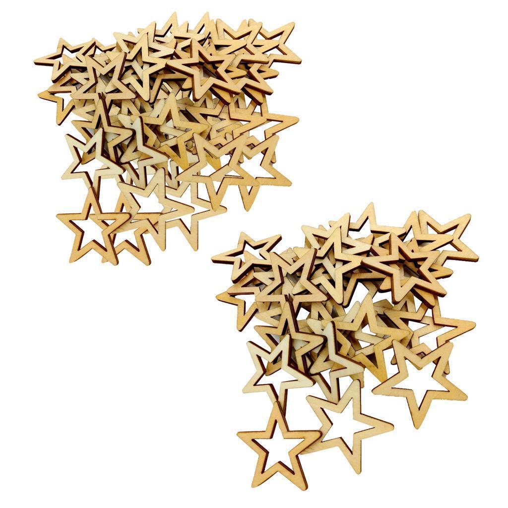 75 Pieces Unfinished Hollow Star Shape Wooden Embellishments 30 / 50mm