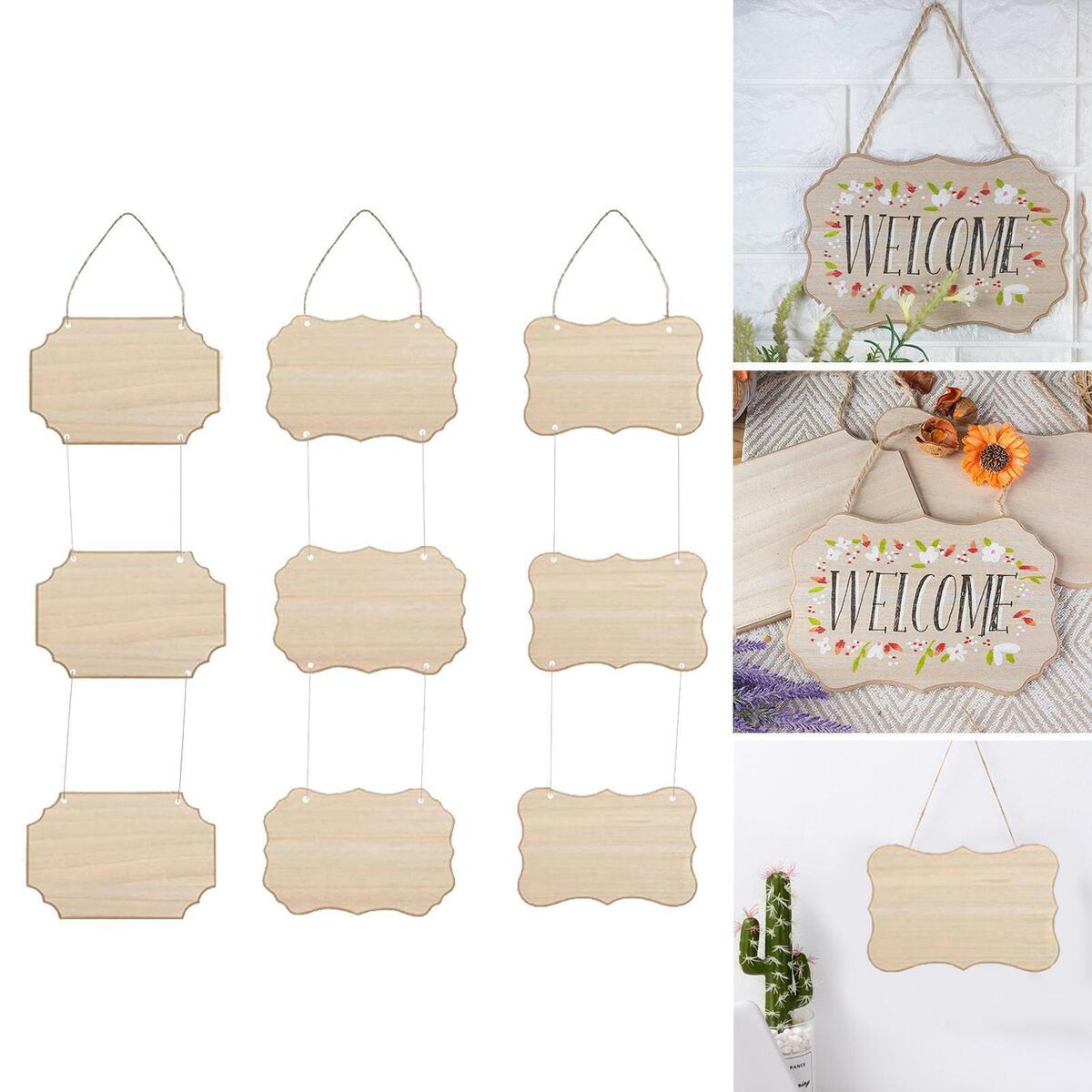 3pcs Rustic Wooden Log Disc Wooden Sign Plaque Wedding Christmas Hanging