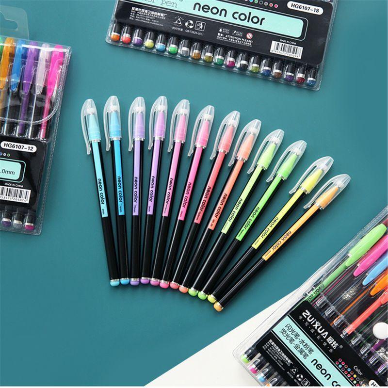 48 Colors/Set Gel Pen Metallic Marker Pens Neon Color Sketch Pen Creative Pen