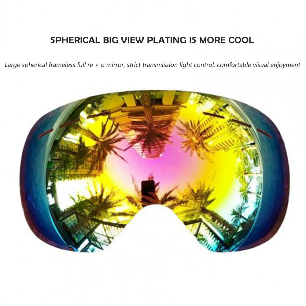 Ski Goggles Anti-Fog Snowboard UV Protection Sports Glasses (Red Lens)
