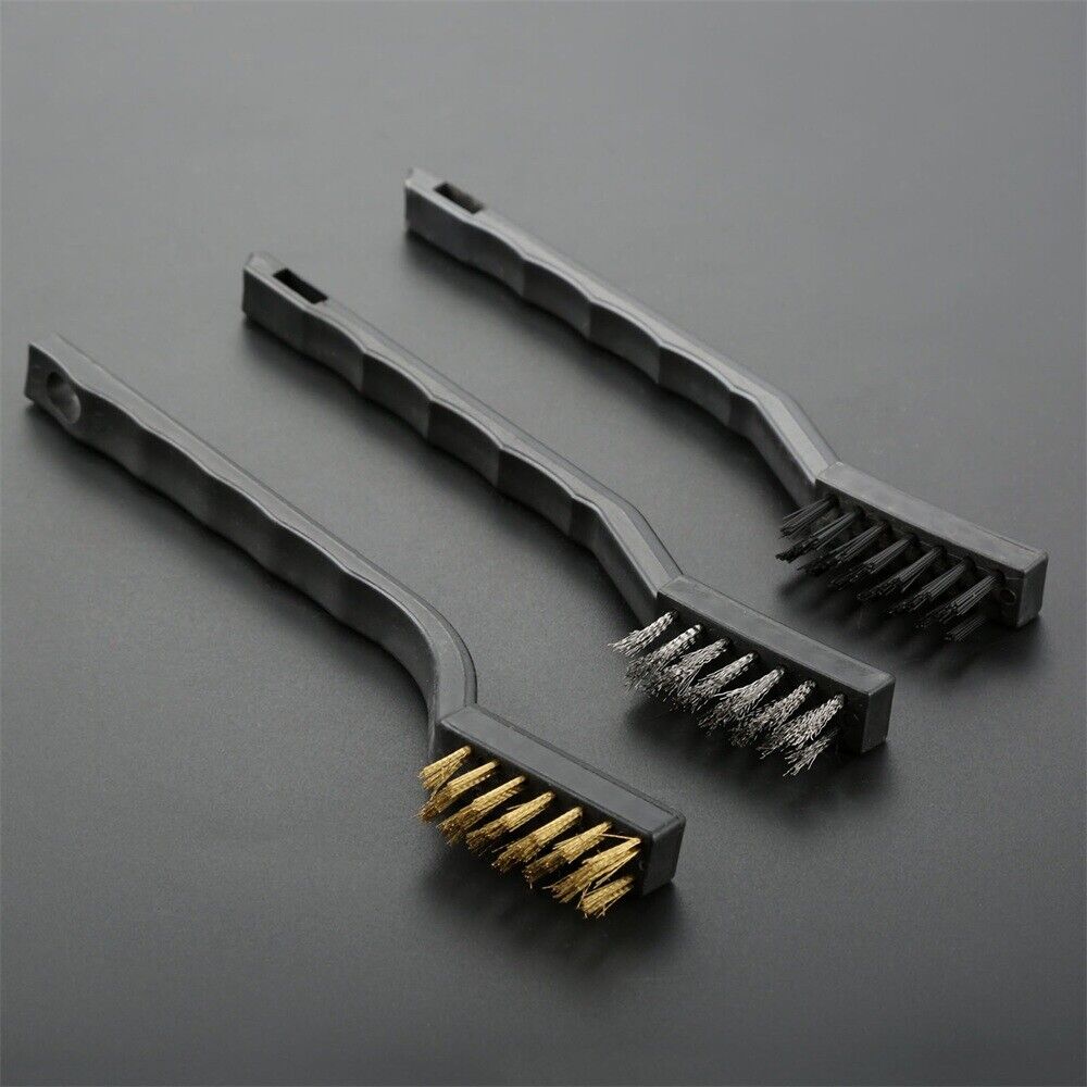 Wire Brushes Steel Brass Nylon Home Cleaning Polishing Detail Metal Rust 3pcs