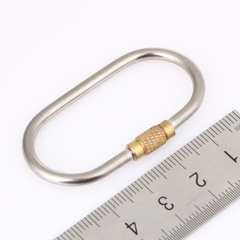 D Shape Titanium Alloy Screw Lock Carabiner Clip Hook Keychain Camping