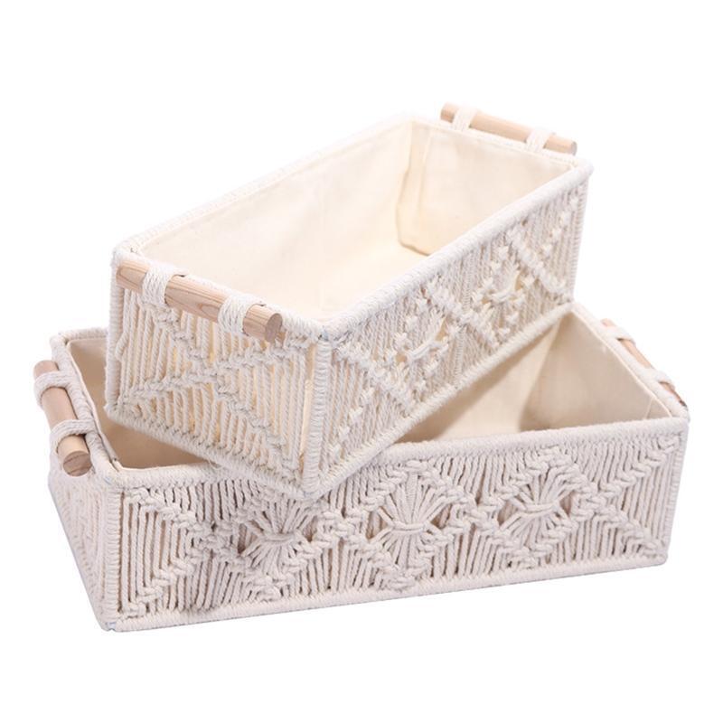 2 Pcs Decorative Tray Coffee Table Decorative Basket for Drinks Snack Home Decor