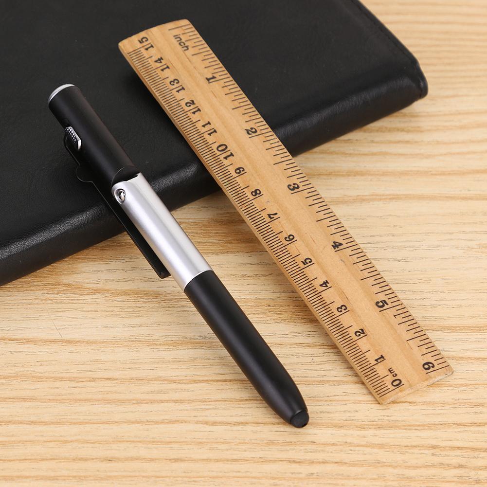 Multifunctional Ballpoint Pen Folding LED Light Phone Holder Pen (Black