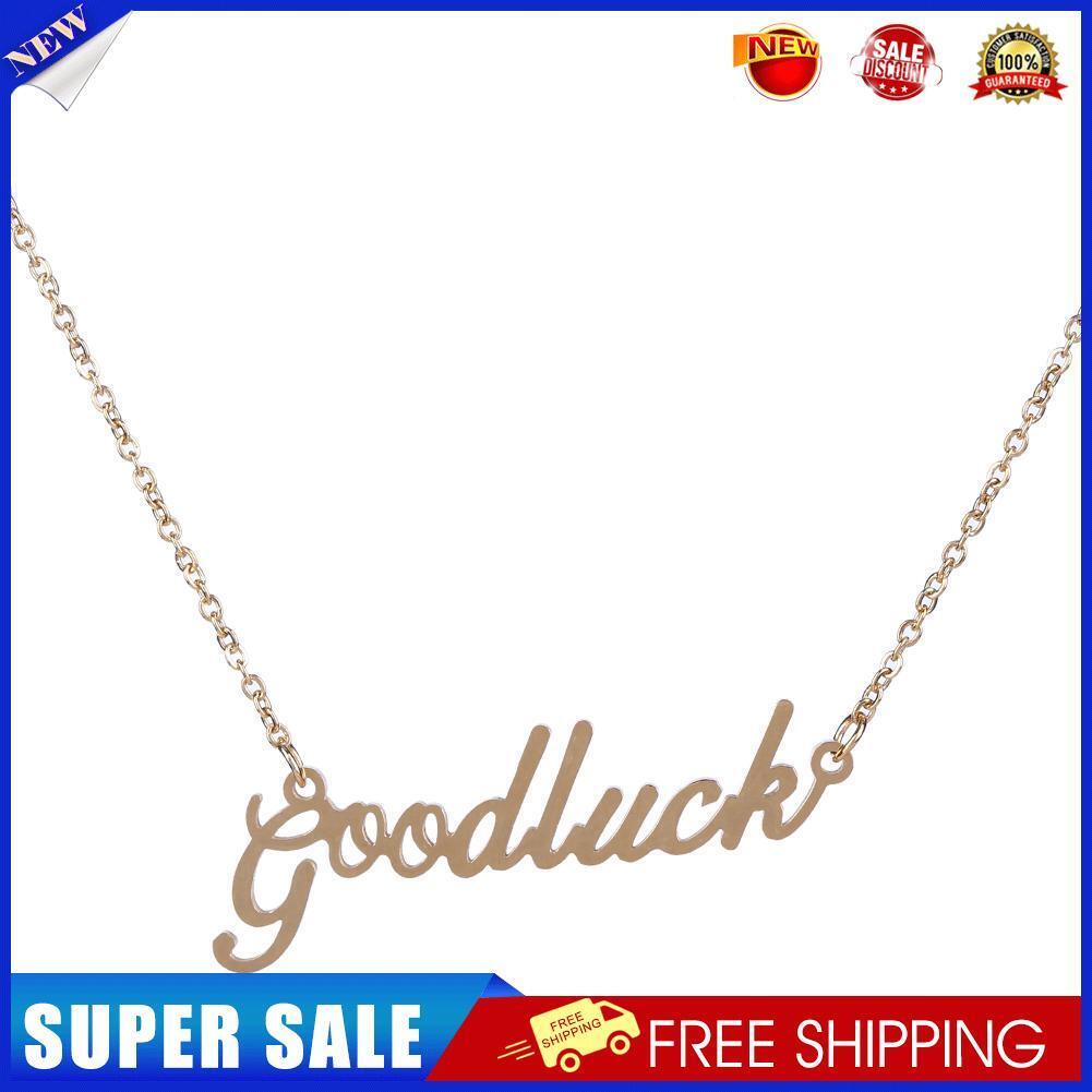 Fashion Women Letter Goodluck Pendant Charm Clavicle Chain Necklace Jewelry