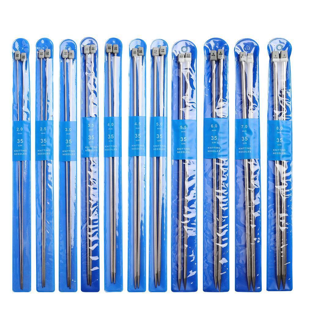 colaxi 11 Pairs Knitting Needles Set 25cm Single Pointed Knitting Needles
