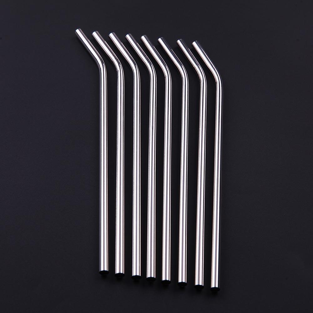 8Pcs Stainless Steel Metal Drinking Straw Straws with 3 Cleaner Brush Kit