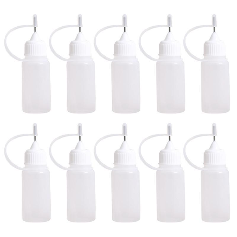 10pcs 10ml Plastic Squeezable Tip Applicator Bottle Dropper Bottles with Needle
