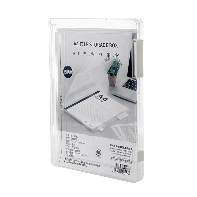 Portable A4 Files Box Clear Storage Case for Student Teacher Travel Daily Use
