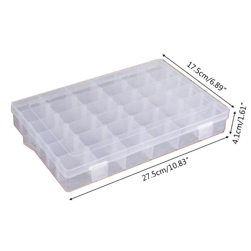 36 Grid Plastic Storage Jewelry Box Organizer Container with Adjustable Dividers