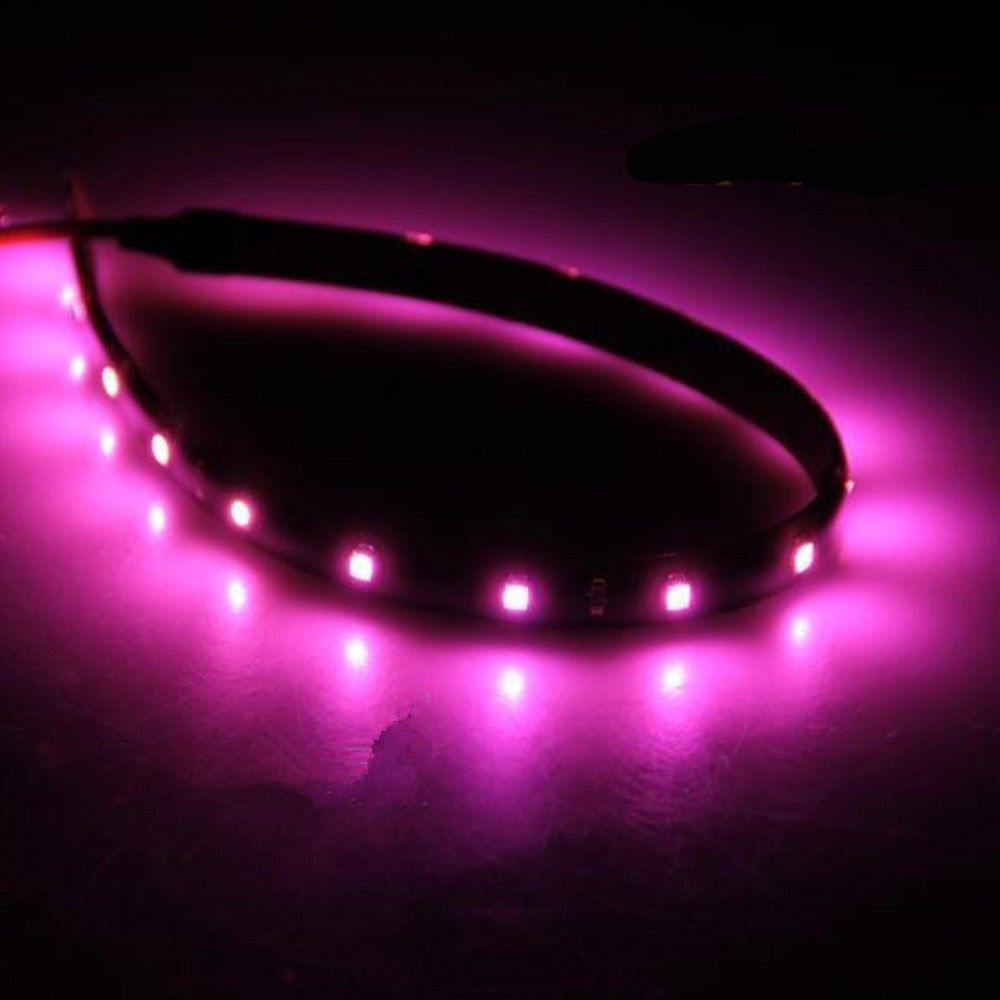 New Flexible Waterproof 30cm 15 LED SMD   DC 12V Car LED Light Strips Purple