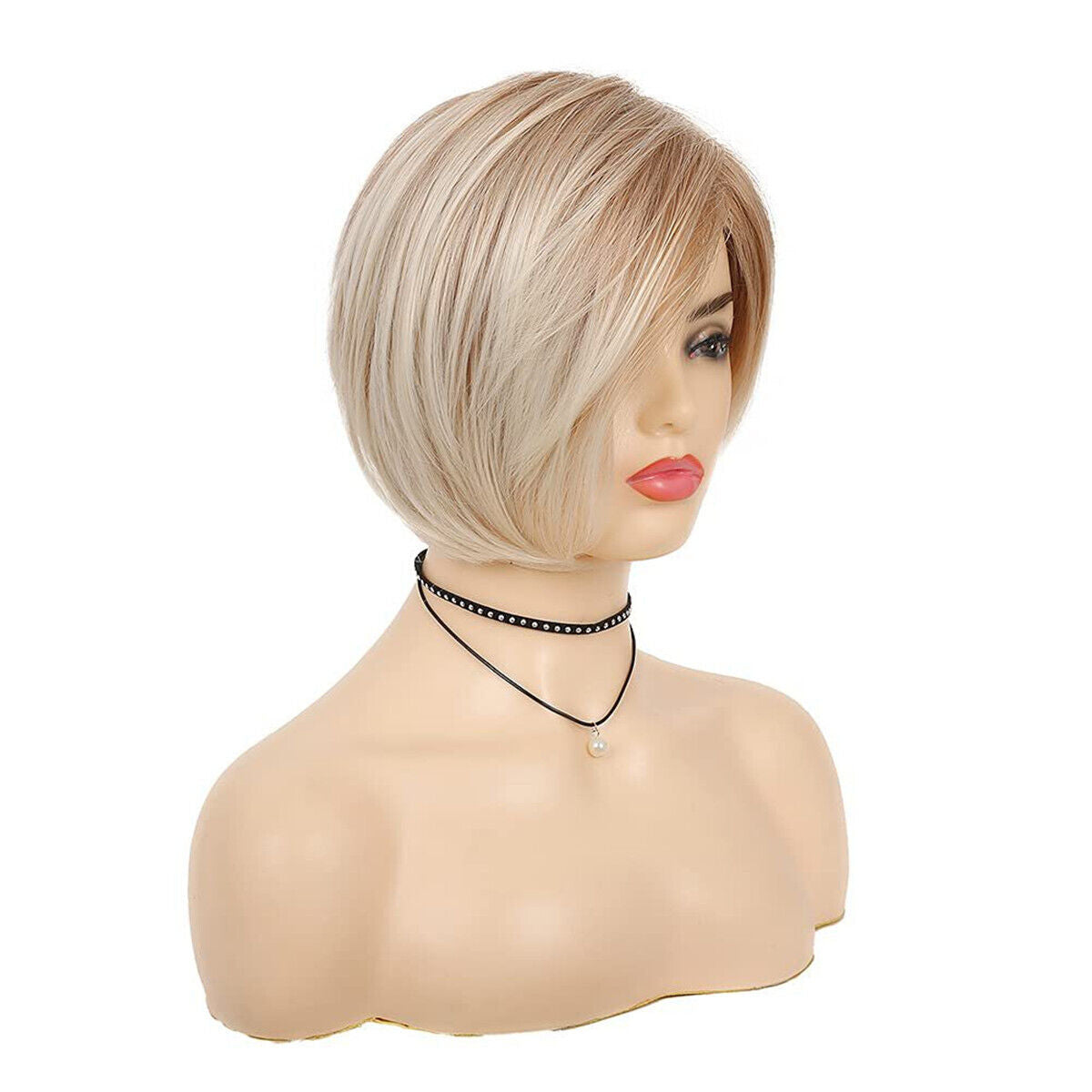 Fashion Women Short Blonde Straight Bob Wigs Synthetic Full Hair Party Costume