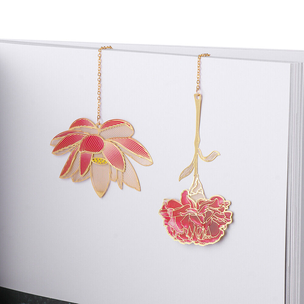 Chinese Style Metal Pendant Pagination Mark Painted Brass Bookmark Book Clip