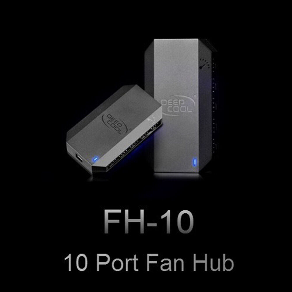 FH-10 10 Ports Fan HUB 3Pin/4Pin PWM Splitter Adapter 12V SATA Power Supply