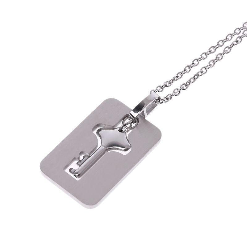 Couple Titanium Steel Lock Bangle Bracelet & Key Pendant Necklace Love Sets Gift