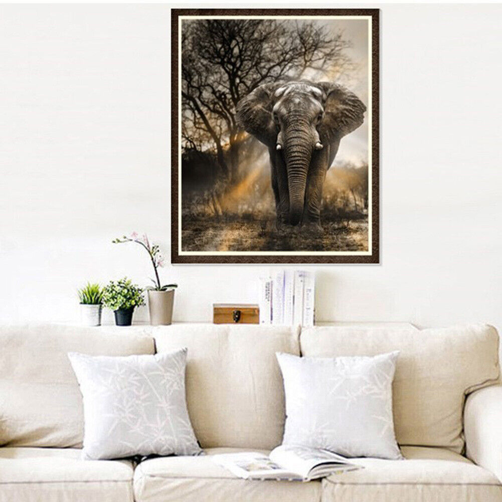 DIY 5D Elephant Full Drill Round Diamond Painting Embroidery Home Decor