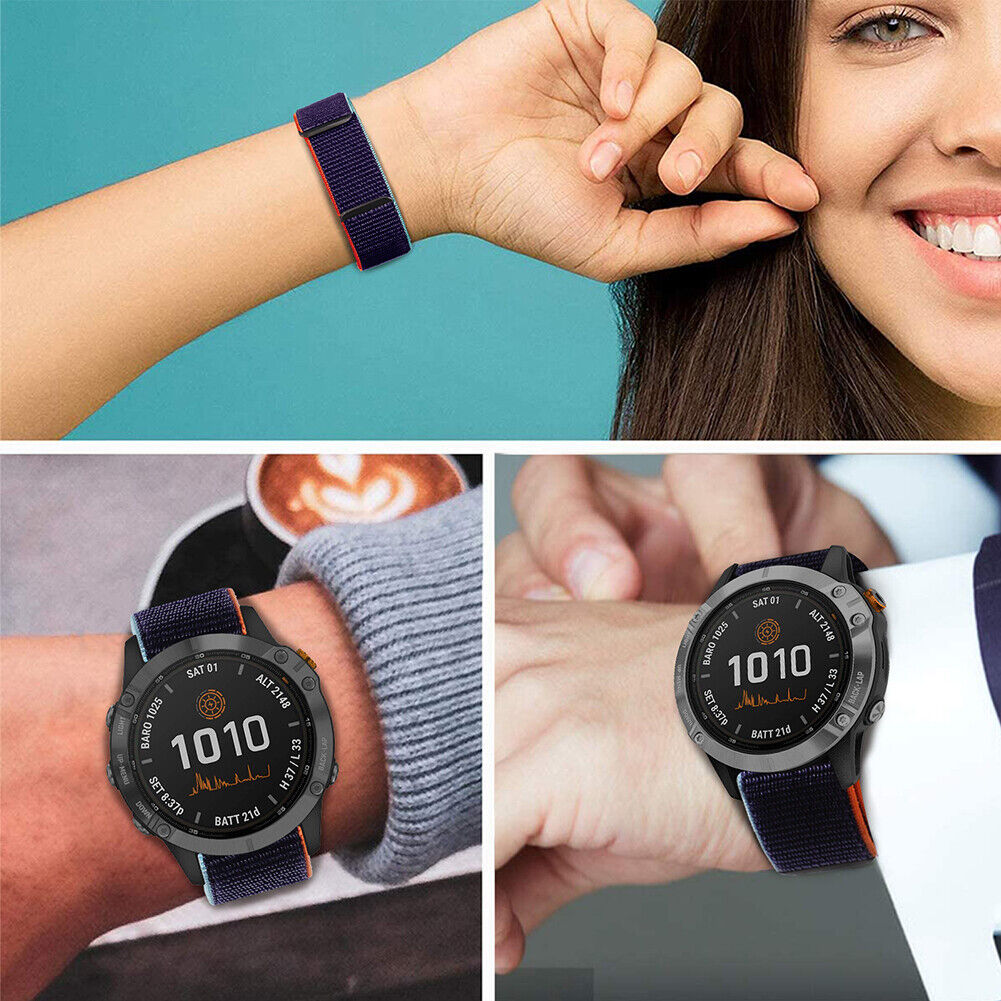 Nylon Loop Strap for Garmin Fenix 7X/6X/5X Plus Watch Band (26mm Dark Blue)