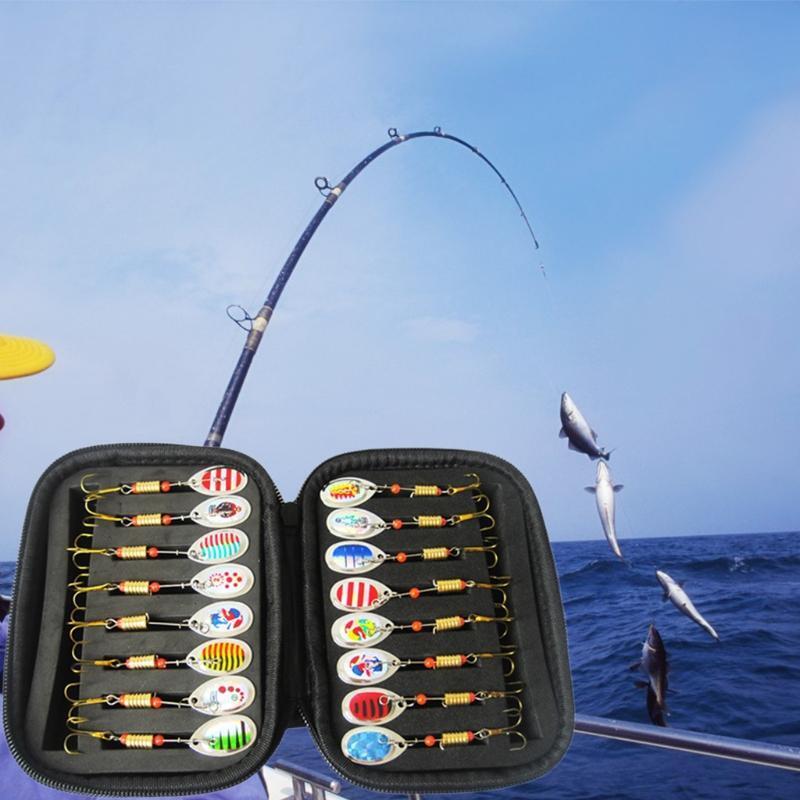 16pcs Fishing Lures Spinners Baits Spoon Set with Tackle Bag Trout Bass Tackle