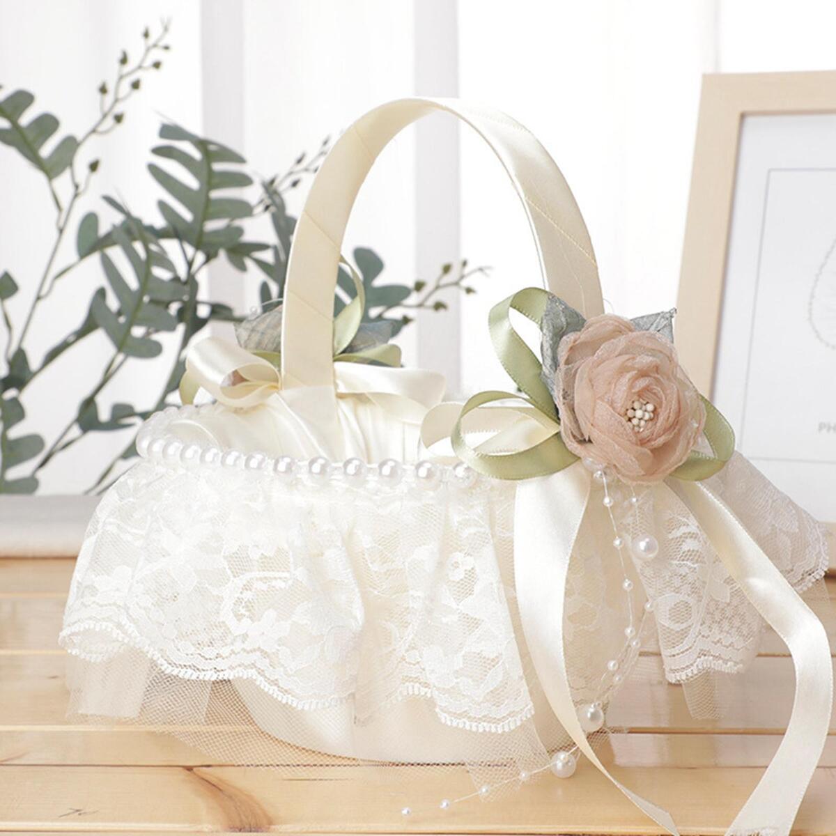 Delicate Wedding Flower Girl Basket for Party Bridal Accessories Ornament