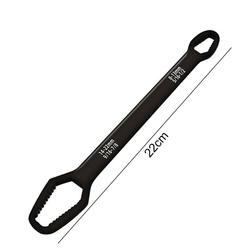 8-22mm Universal Torx Wrench Self-tightening Double-head Spanner (Black S)