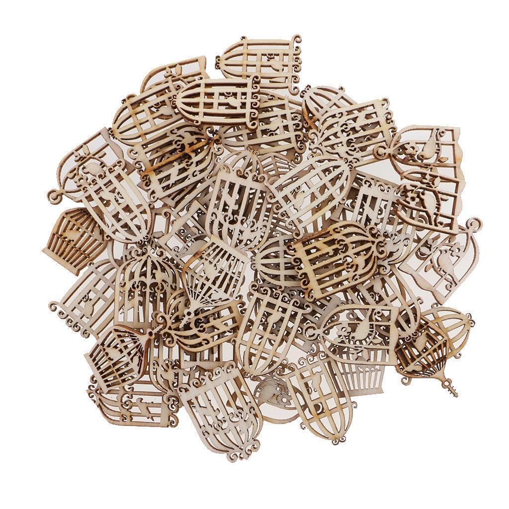 100pcs Mixed Unfinished Blank Wood Wooden Crafts Embellishments DIY Supplies