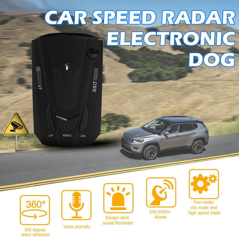 V7 Car Radar Detector English Russian Speed Voice Alert Warning (Black)