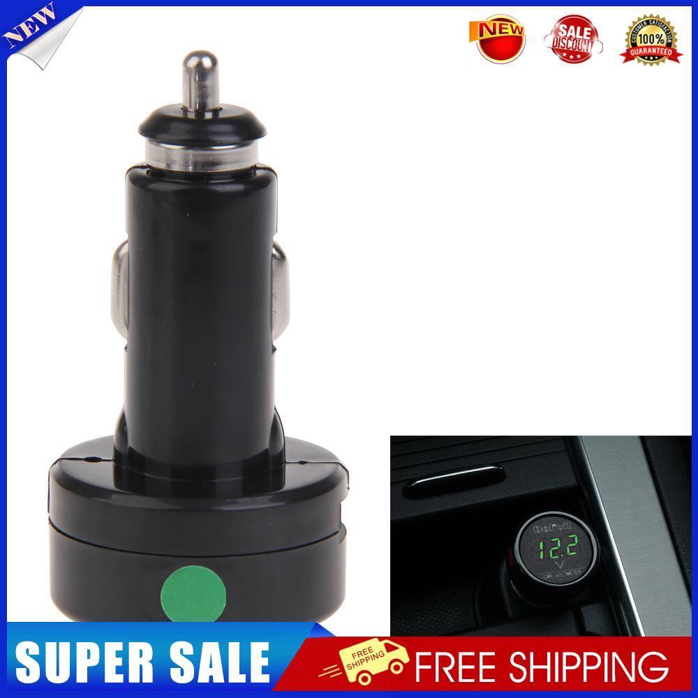 DF-01-V Car Voltmeter Cigarette Lighter Charger Green Digital Display