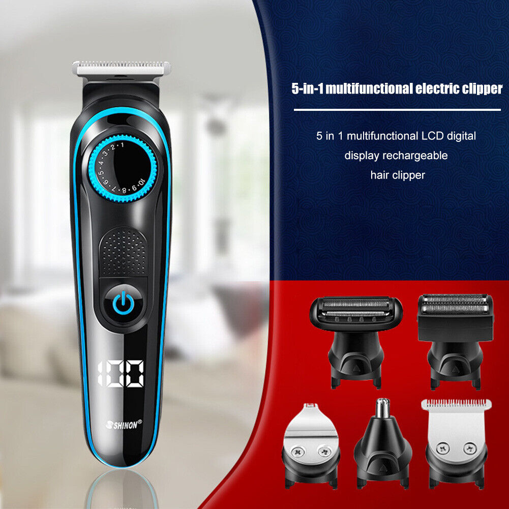 5 in 1 LCD Hair Trimmer Household Electric Hair Clippers Nose Hair Cutter