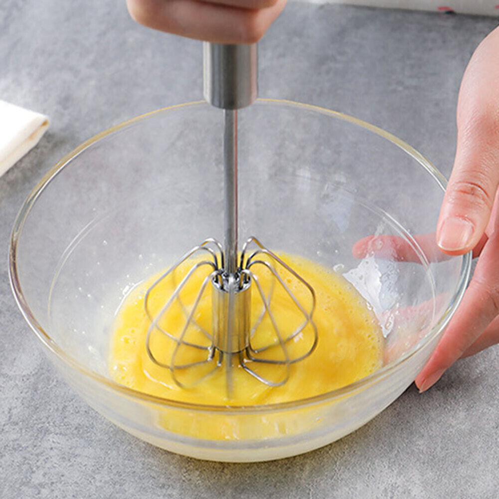 Handheld Egg Stirrer Semi-Automatic Stainless Steel Baking Mixer (A 10in)