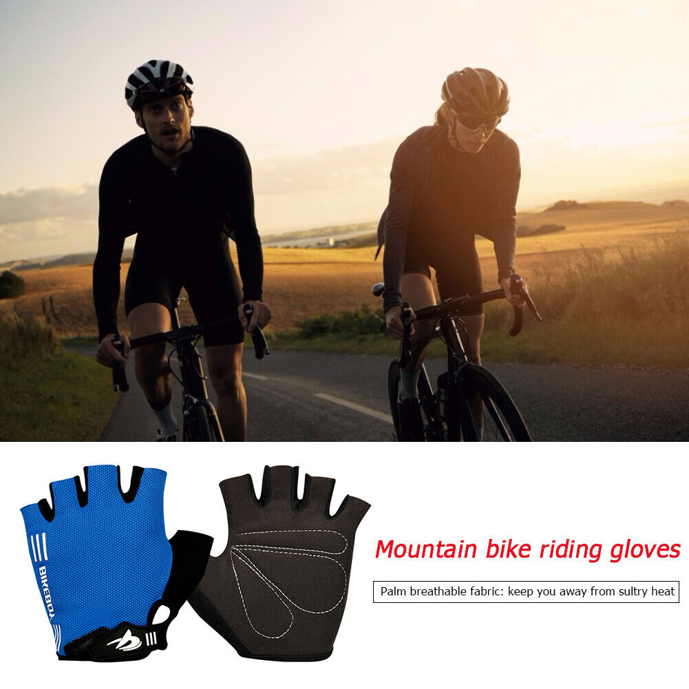 Bikeboy Sports Half Finger Anti-slip Breathable Riding Gloves (Blue XL)
