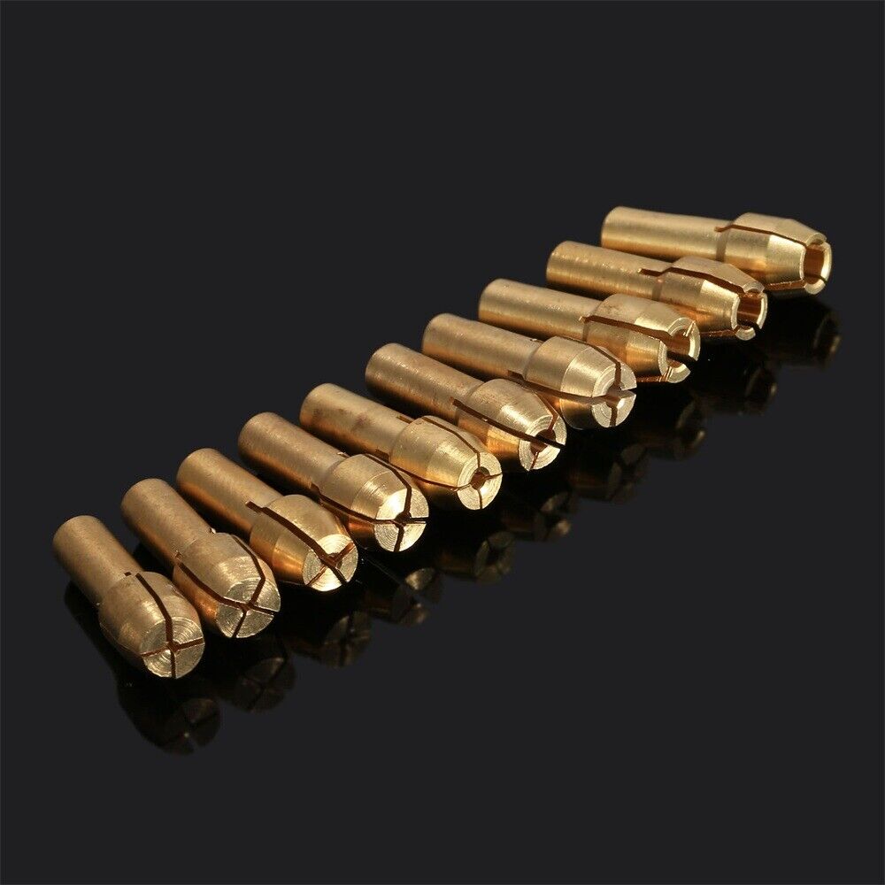 10pcs 0.5-3.2mm Brass Collets Chucks 4.8mm Shank Metalworking Power Rotary Tools