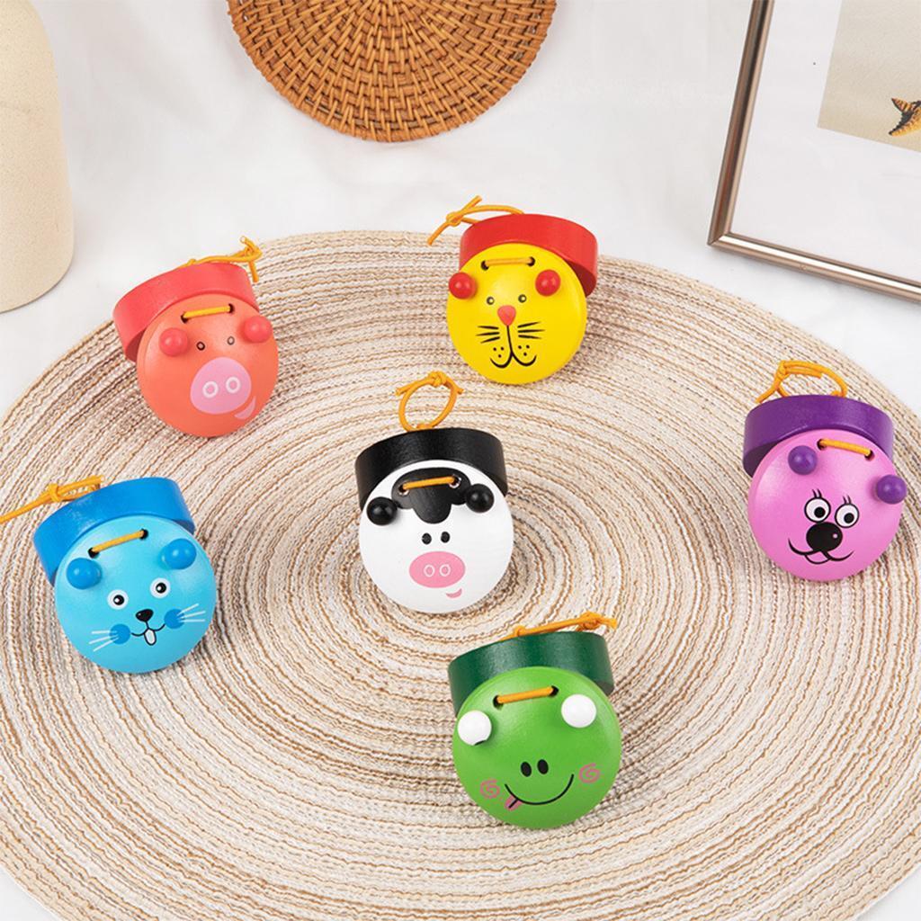 6Pcs Animal Castanets Percussion Early   Wooden for Children