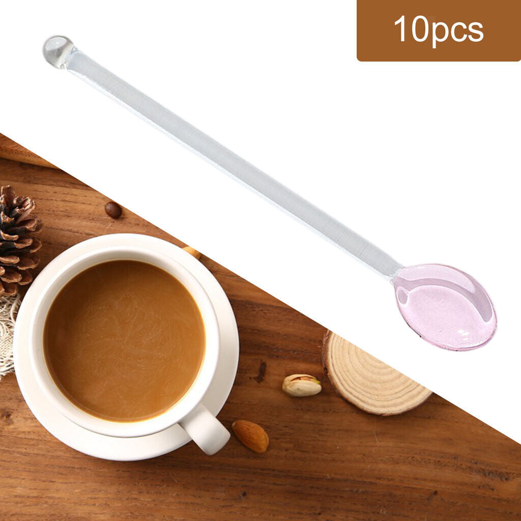 10x Glass Teaspoons Dishwasher Safe Stirring Spoon for Stirring Coffee Bar Pink