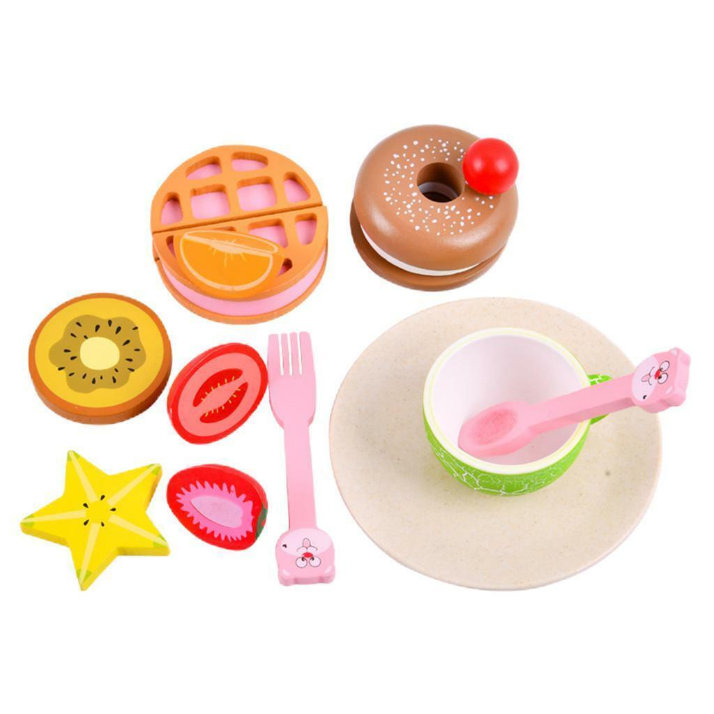 12Pcs Wooden Pretend  Set for   Toddlers Birthday Gifts