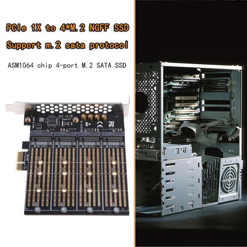 M.2 (B Key) Sata NGFF SSD to PCIE for 2280/60/42/30 to 4 Ports PCI-e X1 Riser