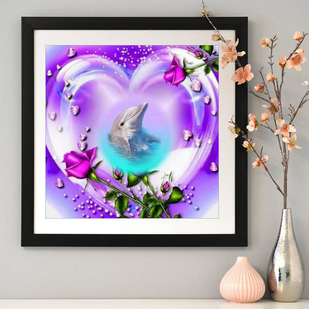 Love Dolphin 5D DIY Full Round Drill Diamond Painting Cartoon Animal Mosaic