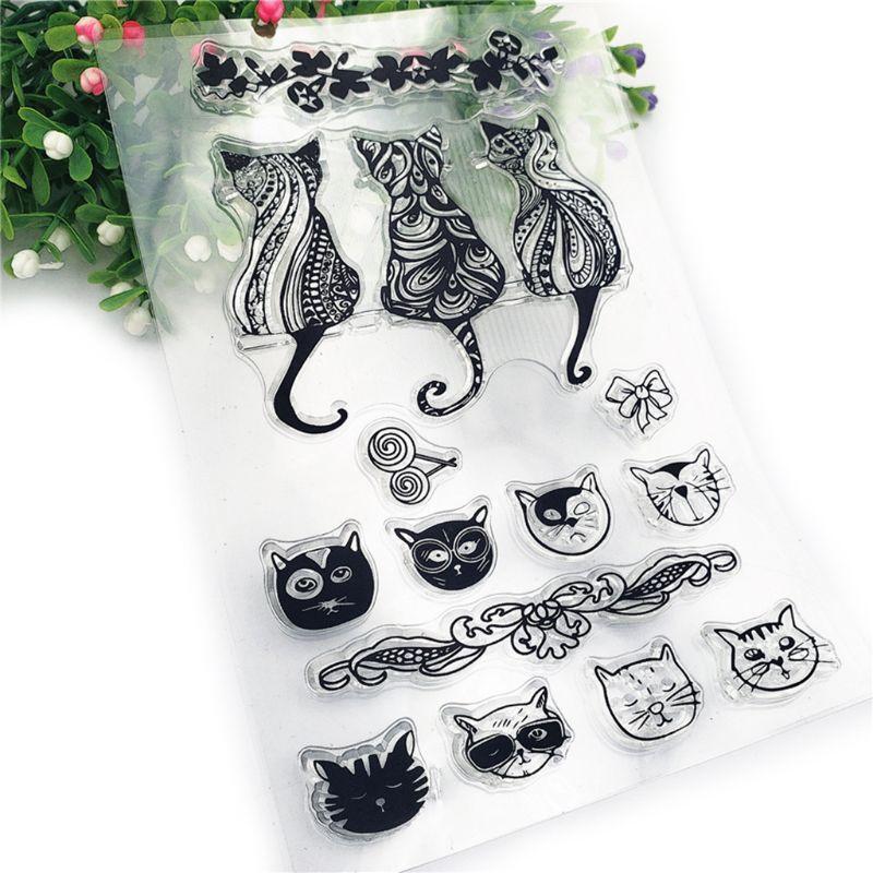 Cat Silicone Clear Seal Stamp DIY Scrapbooking Embossing Photo Album Decorative