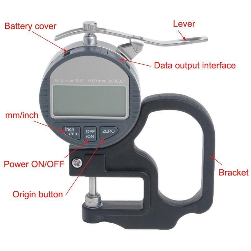 Digital Micrometer 0.001 12.7mm Electronic Thickness Gauge Depth LCD Measurement