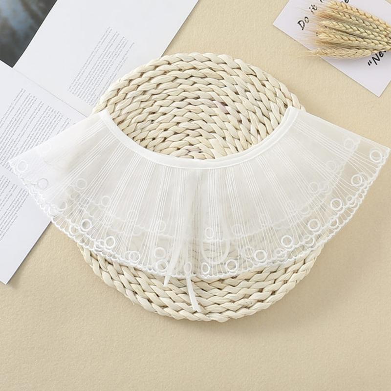 Women Double Layer Organza Faux Collar Shawl Lace-Up Sunscreen Necklace Poncho