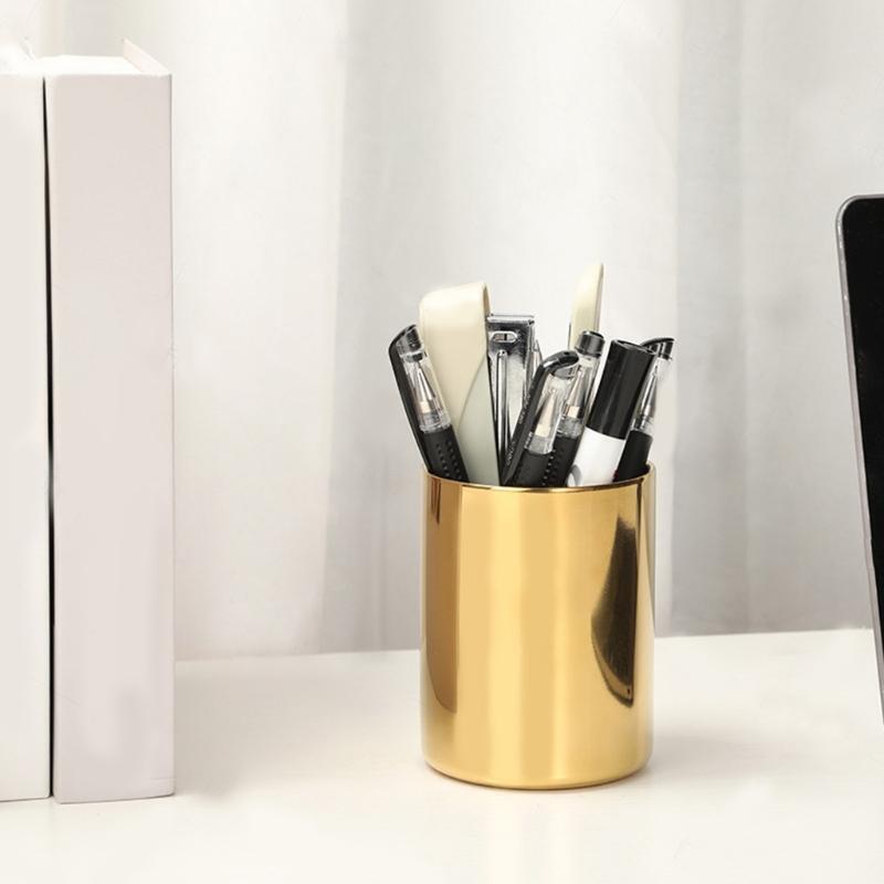 Metal Pen Cup Makeup Brush Box Metal Remote Holder Box Office Desk Management