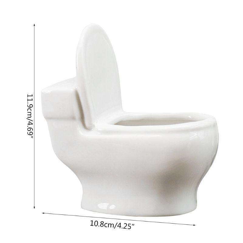 Creative Mini Toilet Shape Fleshy Ceramic Flowerpot Garden Home Decor Flower Pot