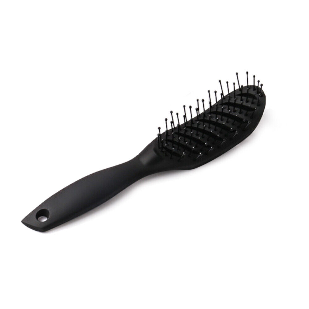 Curved Anti-Static Hair Massage Comb Salon Wet Dry Styling Brush (Black)