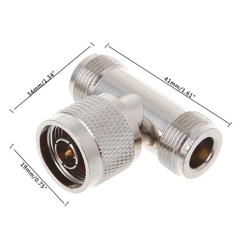 T Shape N Male To 2 N Female Triple RF Connector 3-way Coaxial Adapter