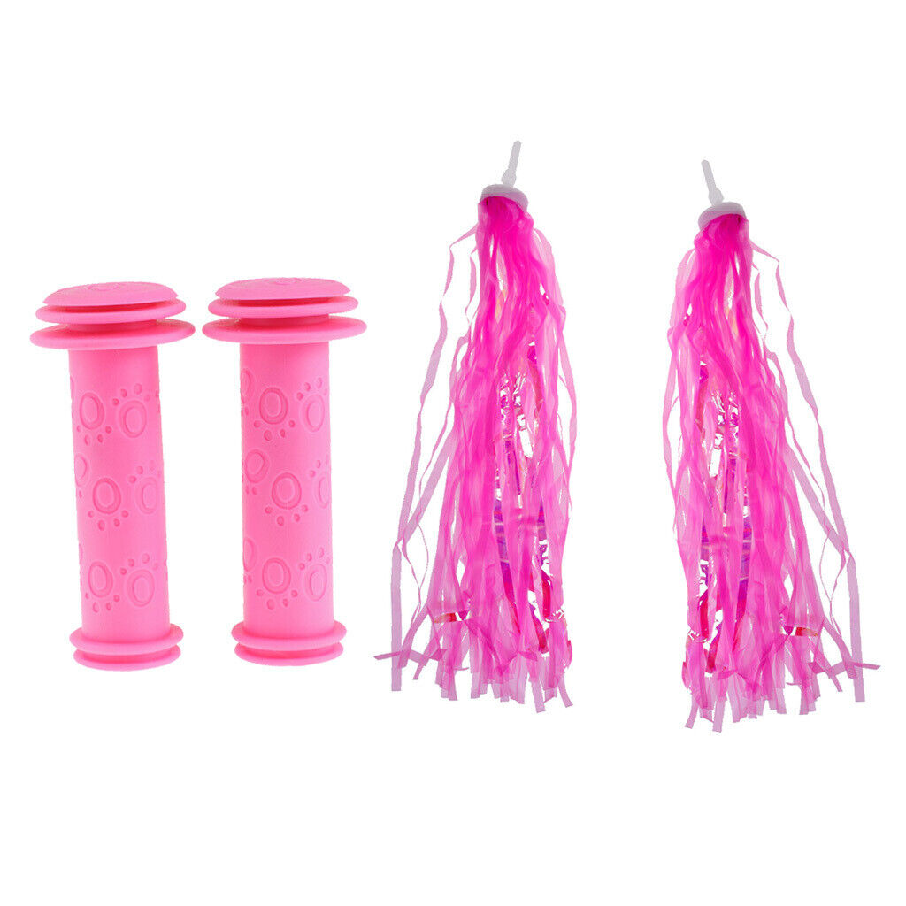 Scooter Bicycle Rubber Handlebar Grips   with Tassels Set