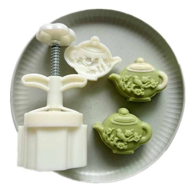Plastic Material Mooncake Moulds Mooncake Stamps Plum Teapot Shaped Pastry Tools