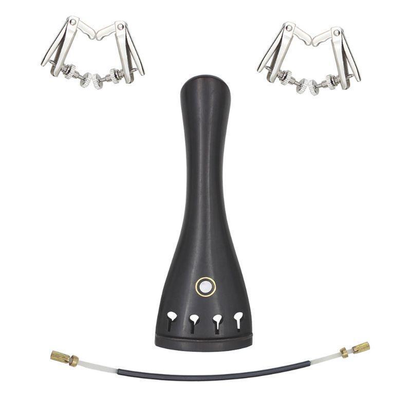 Violin Tailpiece, 3 in 1 Ebony Tailpiece with Rope Fine Tuners Kits for Violin