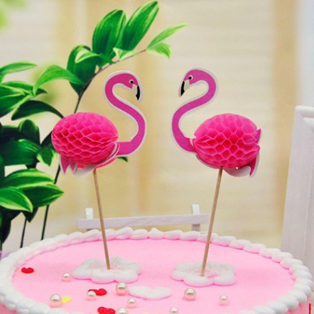 12x Flamingo Cupcake Cake  Decoration for Luau Wedding Birthday