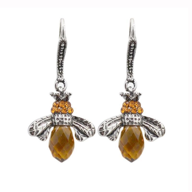 Fashionable Bee Crystal Drop Dangle Earrings Animal Hook Earring Jewelry