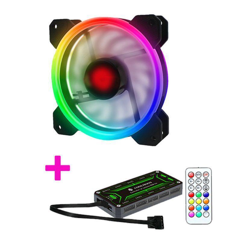 LED RGB Computer Cooling Fan 120mm Remote Control  PC Gaming Case Silent Cooler