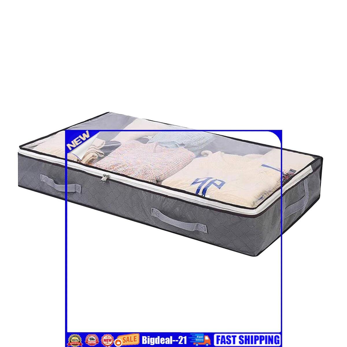 Under Bed Storage Organizer Reinforced Handle Clear Window for Clothing